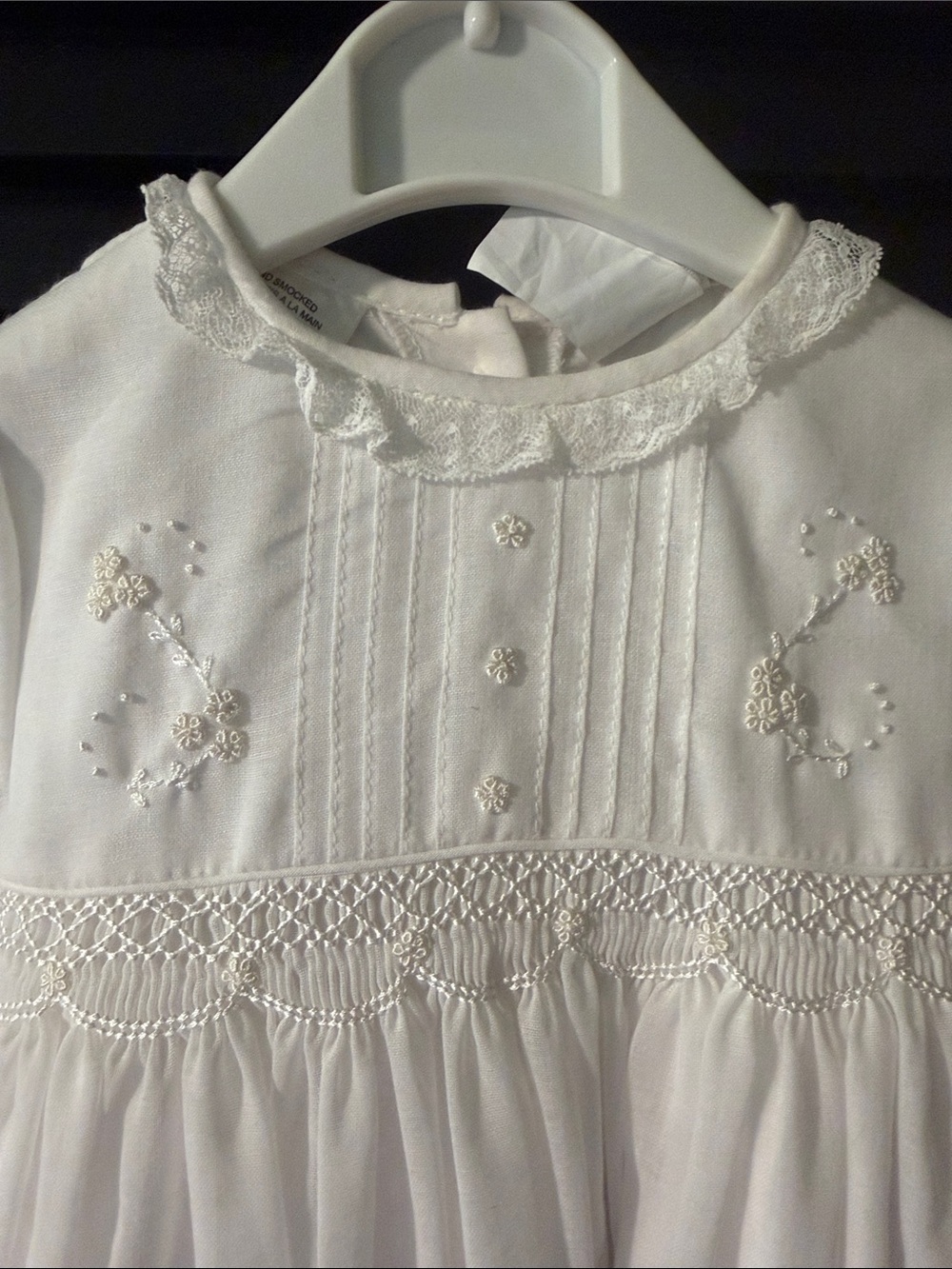 White Smocked Long Formal Dress for baby girl (6 mths) - Picture 8 of 8